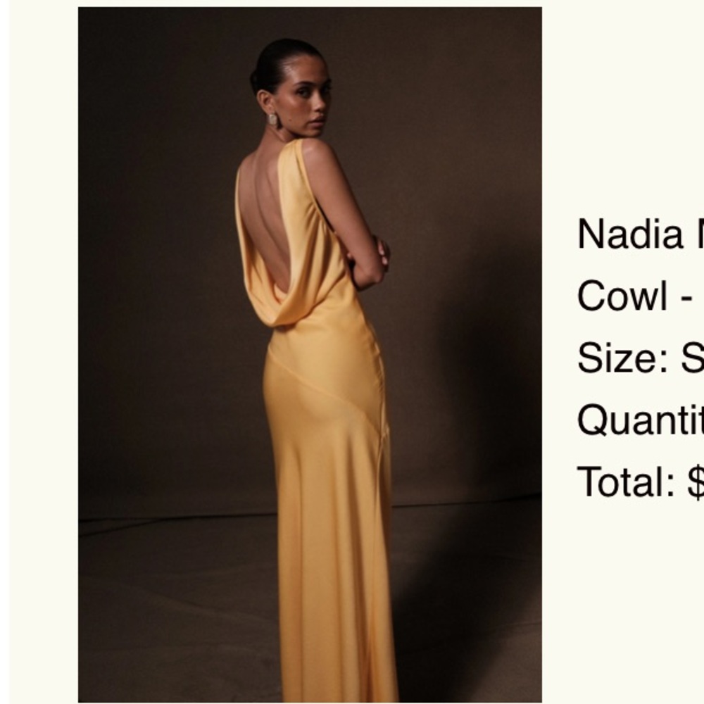 Meshki Satin Maxi Dress with Back Cowl - Yellow